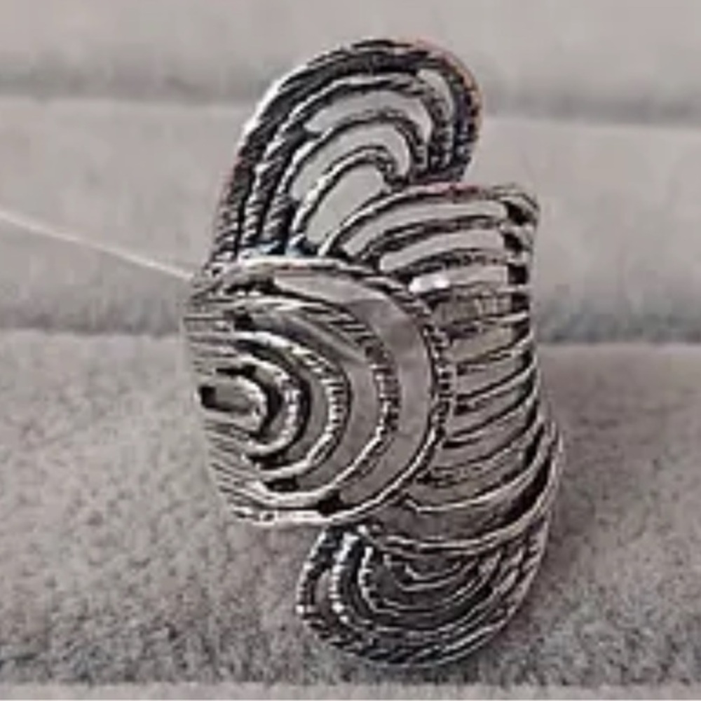 Statement Silver Openwork Ring Artistic, Bold, Un… - image 2